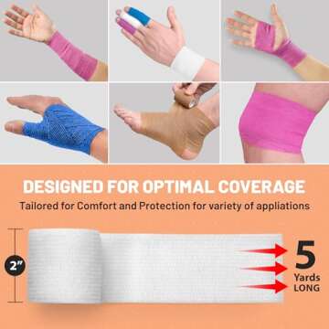 MEDca Self Adherent Cohesive Wrap Bandages 2 Inches X 5 Yards 6 Count, (Rainbow Color)