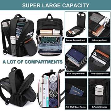 Extra Large Backpack for Men 50L,Water Resistant 17.3 inch Travel Laptop Backpack with USB Charging ...