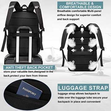 Extra Large Backpack for Men 50L,Water Resistant 17.3 inch Travel Laptop Backpack with USB Charging Port,TSA Friendly Big Business Anti Theft Computer Bag Work College School Bookbags Gifts,Black