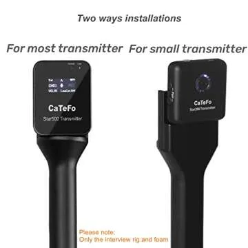 CaTeFo Microphone Interview Handle Interview GO Handheld Adapter with Foam for RODE Wireless GO DJI Mic DJI Mic2 and Other Wireless Transmitter with Cold Shoe StarRig-S