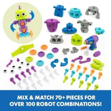 Educational Insights Design & Drill Robot Workshop - Take Apart Toy with Electric Toy Drill, STEM Toddler Toys, Gift for Boys and Girls Ages 3+
