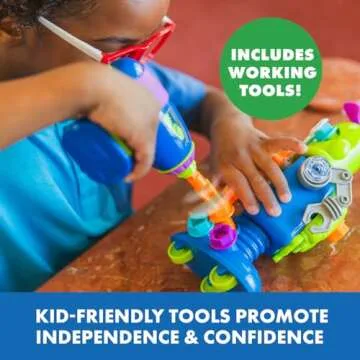 Educational Insights Design & Drill Robot Workshop - Take Apart Toy with Electric Toy Drill, STEM Toddler Toys, Gift for Boys and Girls Ages 3+