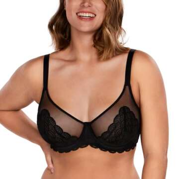 HSIA Minimizer Bra for Women - Plus Size Lace Bra Womans Full Coverage Bras Unlined Underwire Bra for Heavy Breast Black