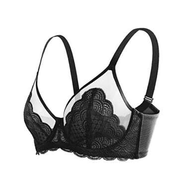 HSIA Minimizer Bra for Women - Plus Size Lace Bra Womans Full Coverage Bras Unlined Underwire Bra for Heavy Breast Black