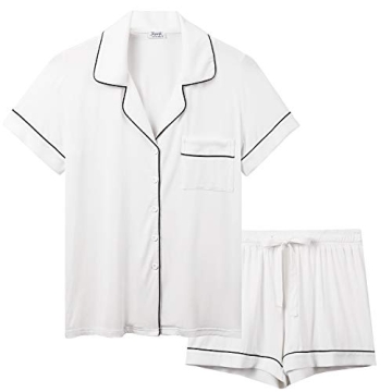 Joyaria All White Two-Piece Short Pajama Set Loungewear - Soft & Cool