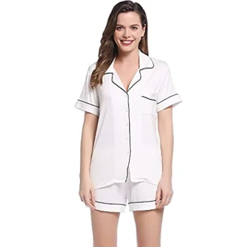 Joyaria All White Two-Piece Women's Pajama Set Comfort