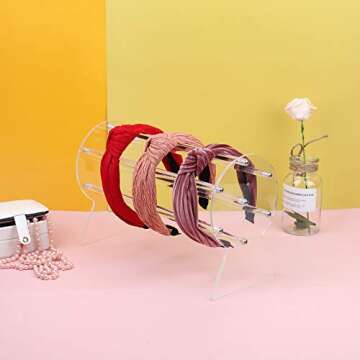AOFLLU Acrylic Headband Holder, 2PCS Clear Hairband Organizer, Headband Display Stand, Storage Rack for Jewelry Hair Clasp Bangles, Teen Girl Women Christmas Presents