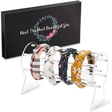 AOFLLU Acrylic Headband Holder, 2PCS Clear Hairband Organizer, Headband Display Stand, Storage Rack for Jewelry Hair Clasp Bangles, Teen Girl Women Christmas Presents