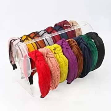 AOFLLU Acrylic Headband Holder, 2PCS Clear Hairband Organizer, Headband Display Stand, Storage Rack for Jewelry Hair Clasp Bangles, Teen Girl Women Christmas Presents