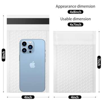 Skardeco 4x8 Inch White Bubble Mailers - 40 Pack Self-Seal Envelopes for Small Businesses