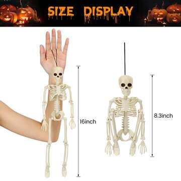 Halloween Skeletons Decorations With Movable Joints, 3 Packs Full Body Posable Skeletons For Halloween Decoration Indoor/Outdoor Spooky Scene Party Decor,Haunted House Graveyard Decorations