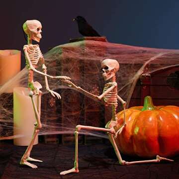 Halloween Skeletons Decorations With Movable Joints, 3 Packs Full Body Posable Skeletons For Halloween Decoration Indoor/Outdoor Spooky Scene Party Decor,Haunted House Graveyard Decorations