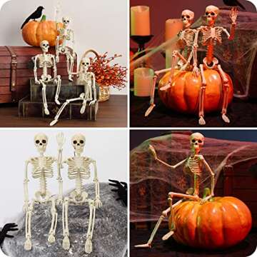 Halloween Skeletons Decorations With Movable Joints, 3 Packs Full Body Posable Skeletons For Halloween Decoration Indoor/Outdoor Spooky Scene Party Decor,Haunted House Graveyard Decorations