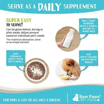 Raw Paws Pet Bovine Colostrum for Dogs Allergies & Immune Support, 5-oz - Made in USA, Pure Bovine Colostrum Powder for Cats - Bovine Colostrum Dogs Daily Supplement - Colostrum for Puppies & Kittens