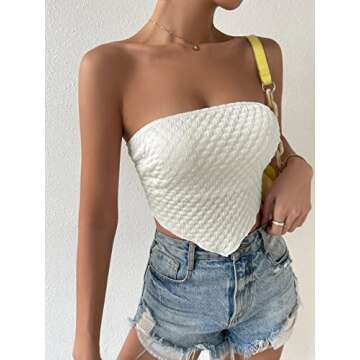SHENHE Women's Asymmetrical Bandeaux Tube Crop Top