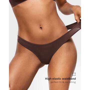 INLYRIC Women's Inbarely Soft Thong - No Show Sexy Panties Breathable V-waisted Ladies Underwear 3 Pack Basic 05 (3pack) Medium