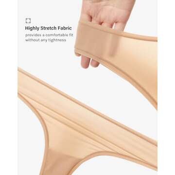 INLYRIC Women's Inbarely Soft Thong - No Show Sexy Panties Breathable V-waisted Ladies Underwear 3 Pack Basic 05 (3pack) Medium