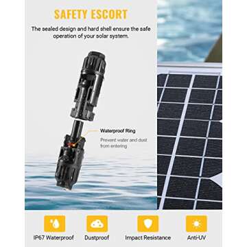 BougeRV 12 PCS Solar Connectors with Spanners Solar Panel Cable Connectors 6 Pairs Male/Female(10AWG)