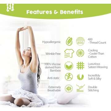 BAMPURE Luxury Series 6 Pcs King Sheet Set - 100% Viscose derived from Bamboo Sheets King Size - Super Soft Viscose Bamboo Cooling Sheets for Hot Sleepers -Up to 16’’ Deep Pocket King Sheets (White)