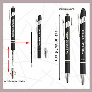 Fuhgkg 12 Pieces Funny Snarky Negative Quotes Ballpoint Pens with Black Ink Stylus Tips Touch Screens, Medium Point Smooth Writing Pens for Office and Women(12 colors)