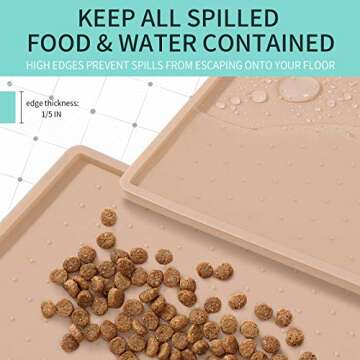 Senmipy Silicone Dog Food Mat - Waterproof Dog Bowl Mats for Food and Water Bowls, Raised Edges Non-...