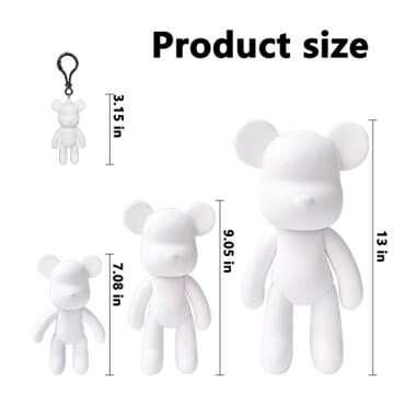 Coniuty DIY Blank Mold 9-Inch Fluid Bear + Keychain for Creative Art