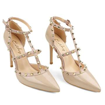 Eithy Women's Slingbacks Mid High Heels Strappy Summer Shoes Pointy Toe Party Daily Wear Evening Sandals 206-Apricot US8.5