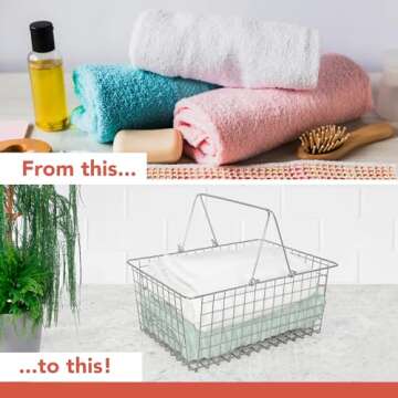 Spectrum Wire Baskets for Organizing, Large - Sturdy Steel Metal Basket Storage Organizer Bin with Handle - Open Wire Storage Baskets for Kitchen Pantry, Cabinets, Closet & Garage Shelves