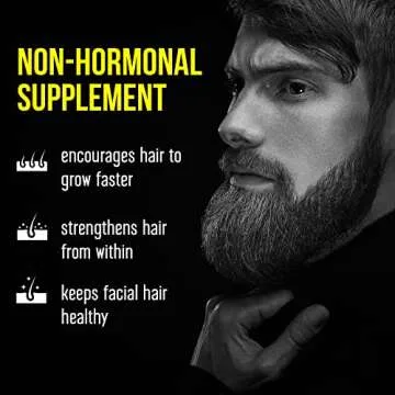 Beard Grow XL - Vegan Hair Growth Supplement for a Faster, Thicker, Fuller Beard - Enhances Your Grooming Kit