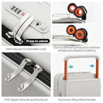 Mixi Luxury Carry On Suitcase with Wide Handle and Wheels