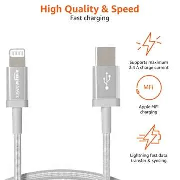 Amazon Basics USB-A to Lightning Charger Cable, 3 Foot