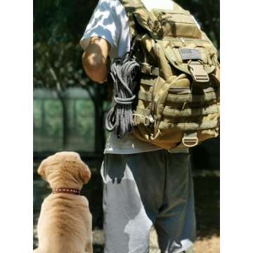 Mycicy 12, 15, 22, 30, 50, 75, 100ft Long Dog Leash Check Cord Recall Agility Long Line for Small Medium Dogs, Great for Training Outdoor, Camping, or Backyard (black-50 ft)