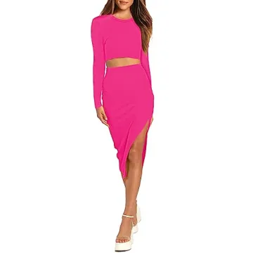 Stylish Pink Queen 2 Piece Midi Skirt Set for Women