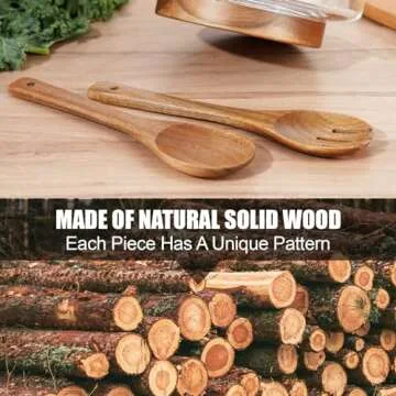 NiHome Glass Salad Bowl Set with Acacia Wood Base