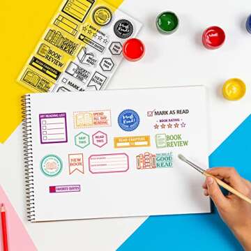 GLOBLELAND Book Reading Label Clear Stamps Mini Art Label Silicone Clear Stamp Reading Seals for DIY Scrapbooking Journals Decorative Cards Making Photo Album