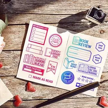 GLOBLELAND Book Reading Label Clear Stamps Mini Art Label Silicone Clear Stamp Reading Seals for DIY Scrapbooking Journals Decorative Cards Making Photo Album