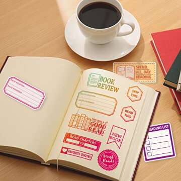 GLOBLELAND Book Reading Label Clear Stamps Mini Art Label Silicone Clear Stamp Reading Seals for DIY Scrapbooking Journals Decorative Cards Making Photo Album