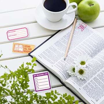 GLOBLELAND Book Reading Label Clear Stamps Mini Art Label Silicone Clear Stamp Reading Seals for DIY Scrapbooking Journals Decorative Cards Making Photo Album