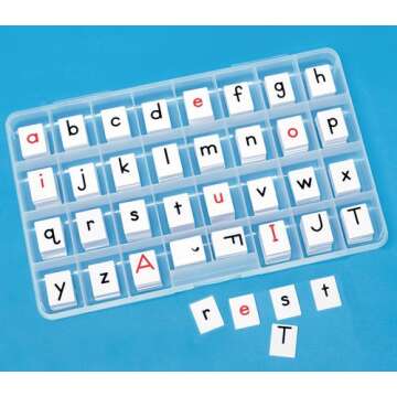 Primary Concepts AA1401 One-Sided Alphabet Letter Tiles (4-Pack)