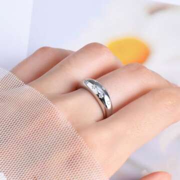 PROSTORY Moissanite Ring for Women D Color VVS1 Clarity 7 Star Ring 925 Sterling Silver Chunky Stackable Bands for Women or Men