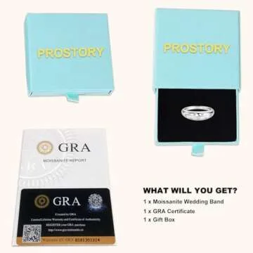 Elegant PROSTORY Moissanite Ring for Women or Men
