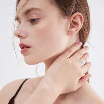 PROSTORY Moissanite Ring for Women D Color VVS1 Clarity 7 Star Ring 925 Sterling Silver Chunky Stackable Bands for Women or Men