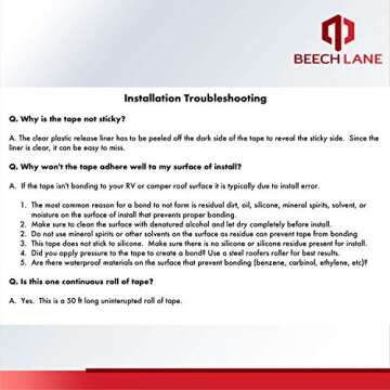 Beech Lane RV Roof and Leak Permanent Repair Tape 4" x 50', Permanently Stops Camper Roof Leaks, UV and Weatherproof Sealant