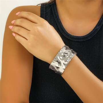 YBMYCM Chunky Gold Cuff Bracelet for Women Gold Open Wrist Cuff Bangle Bracelet Adjustable Wide Cuff...