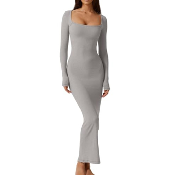 QINSEN Womens Soft Lounge Long Dress for Effortless Elegance