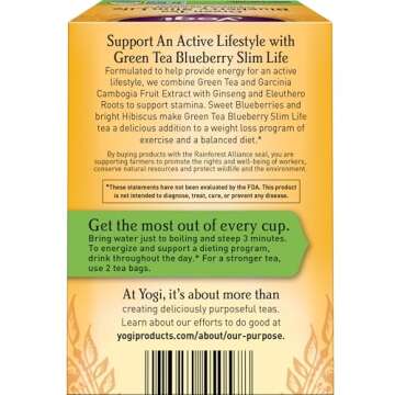 Yogi Tea - Green Tea Blueberry Slim Life (6 Pack) - Contains Caffeine - 96 Organic Tea Bags