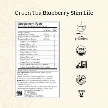 Yogi Tea - Green Tea Blueberry Slim Life (6 Pack) - Contains Caffeine - 96 Organic Tea Bags