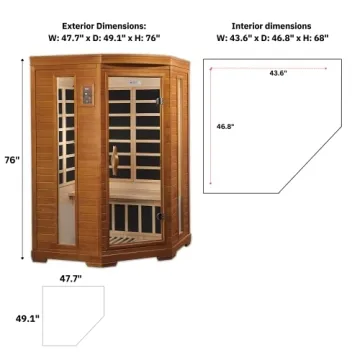 Dynamic Hemming 2 Person Infrared Corner Sauna for Home