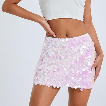 BSUNSOMEM Sequin Mini Skirt for Trendy Dance Parties