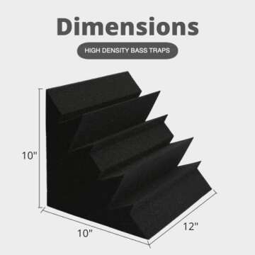 TRUE NORTH Bass Traps w/Adhesive 8 Pack - Recording Studio Acoustical Treatments - Studio Foam Bass ...